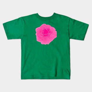 Hot Pink Pop Art Rose Kids T-Shirt